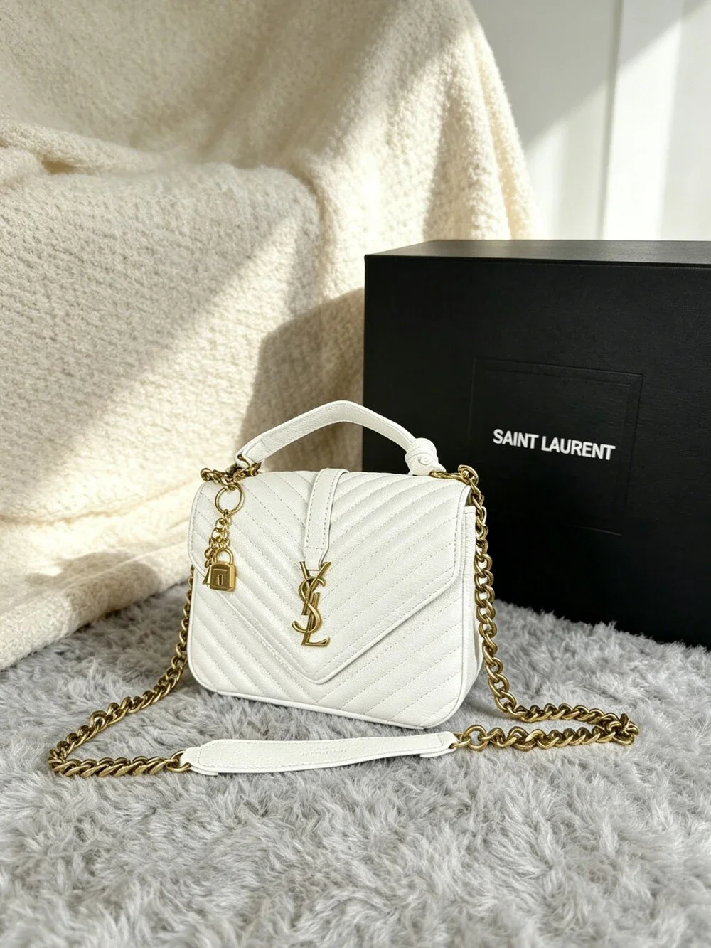 YSL Medium Bag in White